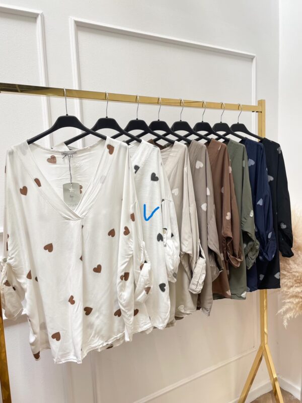 Koszula w czarne serca 100% TENCEL - DARMOWA dostawa od 99 zł - obrazek 3