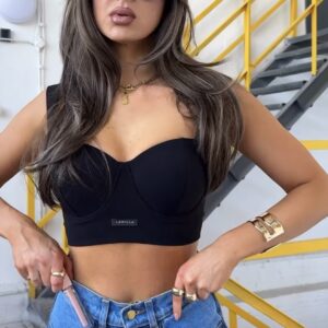  La Milla | Top gorsetowy push-up czarny – L | miseczka C–D